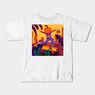 Halloween Pumpkin Skater Kids T-Shirt